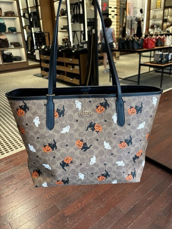 Coach Handbags - Coach Brown Signature Halloween Tote with Orange and Black Accents